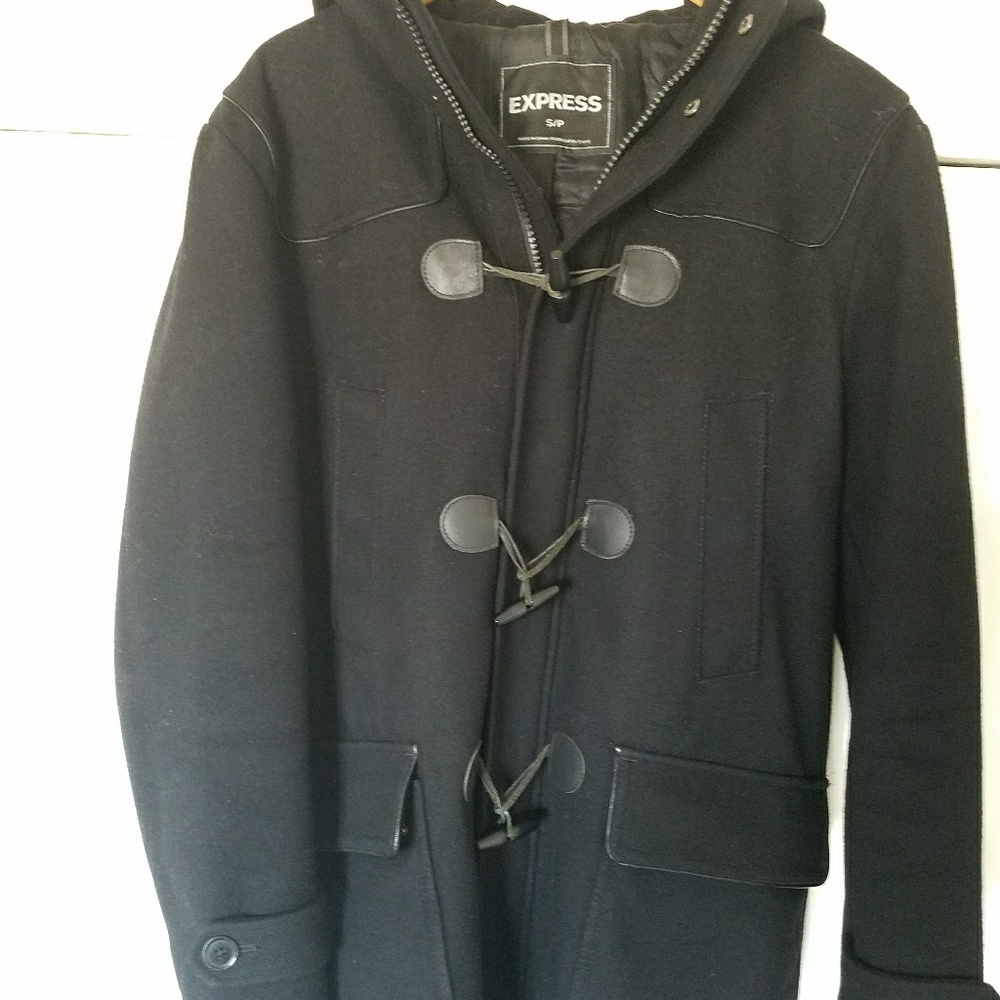 EXPRESS Black Wool Toggle Duffle Coat Men's (small